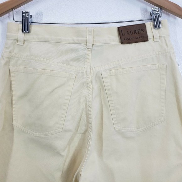 Lauren Ralph Lauren Womens Jeans Cropped Soft yellow Size 8 High Waist Capri - Picture 8 of 10